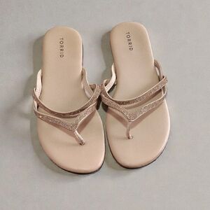 Torrid Women's Beige Strappy Embellished Sandals Size Women's 12 Wide Width